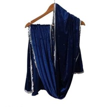 Blue Velvet Golden Embroidered Dupatta For Women Traditional Indian Girls Wear - £27.53 GBP