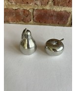 Vintage Kirk Stieff Pewter Salt &amp; Pepper Shaker Set Apple Pear Fruit - $13.75