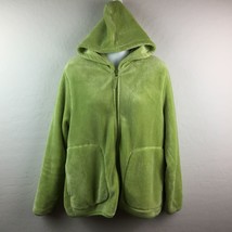 Jason Maxwell Women&#39;s Green Plush Fuzzy Jacket Hooded Pockets Size Large - £39.95 GBP