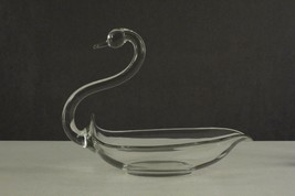 Vintage Clear Elegant Art Glass Animal Figurine DUNCAN MILLER Open SWAN ... - $17.83
