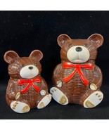 VTG Coin Bank Otagiri Ceramic Teddy Bear Set 2 Mama &amp; Baby 6&quot; &amp; 4.5&quot; Jap... - £29.78 GBP