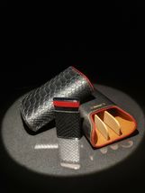 Brizard and Co Black  Python Pattern and Red Leather cigar case and lighter image 8