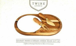Twine Living Wood &amp; Ceramic Cheese Board Gift Set Gourmet cheese board NEW - £15.91 GBP