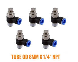 5 Pcs, Air Flow Control Valve Tube OD 8mm X 1/4" NPT Pneumatic Push In F... - $25.23