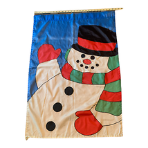 SNOWMAN Winter Holiday LARGE YARD FLAG BANNER 28&quot; x 40&quot; Used - £4.28 GBP