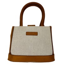 Reaction Kenneth Cole Mini Purse Beige Canvas Leather Trim  - $556.56 MXN