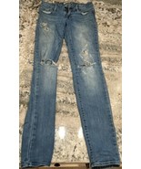 Bullhead Light Blue Distressed Holes Long Jeans Size 3 EUC - £9.39 GBP