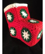 Vtg Handmade Crochet Christmas  Knit Granny Square Boot Decor Craft Deco... - $225.80 MXN