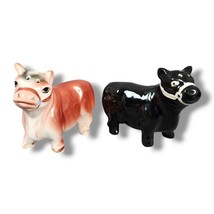 Vintage Salt and Pepper Shaker Set Chubby Cow Angus Hereford Heifer 1950... - $35.64