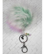 Pom Pom Keychain Faux Fur Louisiana Love Purple Green Gold New - $19.79