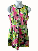 Calvin Klein sleeveless colorful floral midi stretch back zip dress ladies 16 - £29.49 GBP