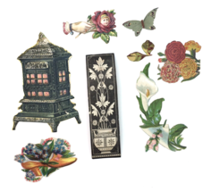 Lot of Original Victorian Diecuts Flowers Furnace Stove Butterfly - $12.00