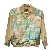 Mureli Vintage Silk Jacket Gold Size S Retro Bomber Lined Lightweight Wa... - $27.82