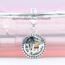 925 Sterling Silver Mele Kalikimaka Santa Claus Dangle Charm with Enamel Pendant - $18.80