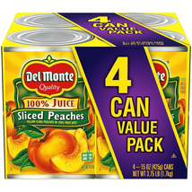 Del Monte Yellow Cling Sliced Canned Peaches in 100% Juice, 15 Oz Cans (... - $17.73