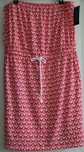 Tommy Hilfiger Dress M Strapless Cotton Anchor Drawstring Red Berry Sundress New - £59.25 GBP