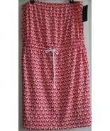 Tommy Hilfiger Dress M Strapless Cotton Anchor Drawstring Red Berry Sund... - £58.97 GBP