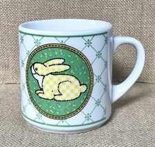 Vintage Gingham Bunny Rabbit Coffee Mug Cup Spring Easter Cottagecore - £7.74 GBP