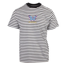 OBEY Men&#39;s Black White Striped Hell On Earth Butterfly S/S T-Shirt - £10.82 GBP