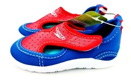 Speedo Hybrid Water Shoes Boys Swim Shoes Blue &amp; Red Sz S medium 7 - 8 Kids - £10.94 GBP