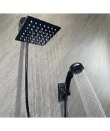 Square 8&quot; Rainfall Shower Head with Adjustible Handheld, Matte Black - Hose - £28.00 GBP