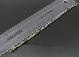 925 Silver - Vintage Peridot Garnet Amethyst &amp; Topaz Chain Bracelet - BT8613 - £51.16 GBP
