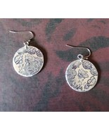 Hand stamped floral lightweight tumbled alluminum earrings - $19.42 CAD