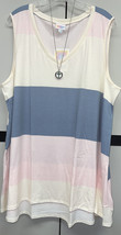 Nwt Lu La Roe New Release 2XL White Blue Pink Wide Striped Kristina Tank - £27.08 GBP