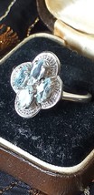 Vintage 1990-s 925 Sterling Silver Aquamarine Ring  Size US 7 ,UK O Hall... - $88.11