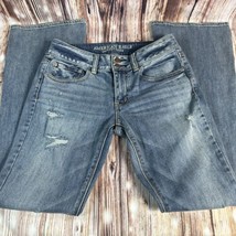 American Eagle ARTIST Size 6 Long Blue Low Rise Boot Cut Jeans Denim Pants 28x32 - £22.35 GBP