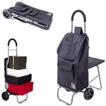 Trolley Dolly With Seat, Black Shopping Grocery Foldable Cart Tailgate - $183.99
