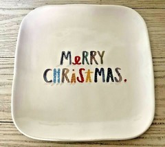 Rae Dunn Artisan Collection by Magenta Square White Merry Christmas Plate - $28.04