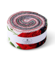 NEW SEALED 2.5&quot; Hi Fashion Batik Red Rose Garden Cotton Fabric Strips 40pc QUILT - £31.34 GBP