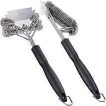Homasy Grill Brush Set, 2 x 18&quot; BBQ Cleaning Brushes with Scraper, Bristles Free - £13.57 GBP