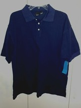 REEBOK MEN&#39;S NAVY SS POLO SHIRT-L-NWT(PART OF TAG CUT OFF)-100% COTTON-G... - $14.89