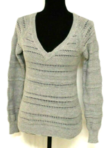 Aeropostale Sweater Medium Light Gray Knit V-NECK Long Sleeved Cable Knitted - £10.91 GBP