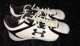 Under Armour Mens Football Cleats Size 15 Heat Gear Man Made Upper White Black - $42.68
