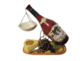 Retired Yankee Candle Vtg Wine Bottle Cheese Grape Tart Tea Light Candle... - $36.63