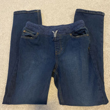 Lands End Boys Pull-On Stretch Jeans Dark Wash Denim Size Large 10-12 EUC - $18.69