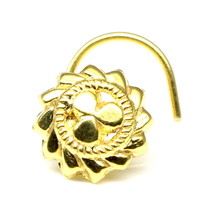 Gold plated nose ring Floral nose Stud, corkscrew piercing nase ring l shape - £11.55 GBP