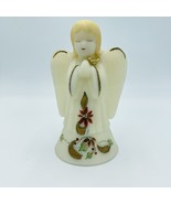 Fenton Art Glass Opal Satin Poinsettia Angel Bell Gold Bird Accents Hand... - €42,69 EUR