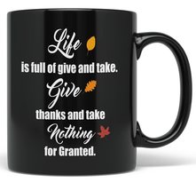 PixiDoodle Give And Take And Be Thankful - Thanksgiving Floral Coffee Mug (11 oz - £20.00 GBP+