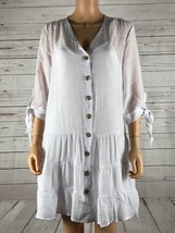 White Gauze Boho A-Line Airy White Dress Mlle Gabrielle Nwt Small - £17.84 GBP