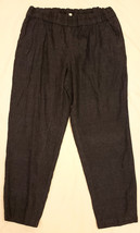 Eileen Fisher 100% Organic Linen Comfort Tapered Pants Sz-L Black - £31.58 GBP