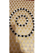 Men man men&#39;s skeleton skull Goth biker beaded bracelet &amp; necklace set - $259.29 MXN