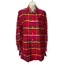 Vintage Silkland Shift Dress Tunic Size L Red Plaid Long Sleeve Silk Aca... - £31.61 GBP
