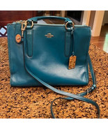 COACH 33545 CROSBY TEAL CARRYALL Smooth Leather Shoulder Bag MSRP  $495 - $183.15