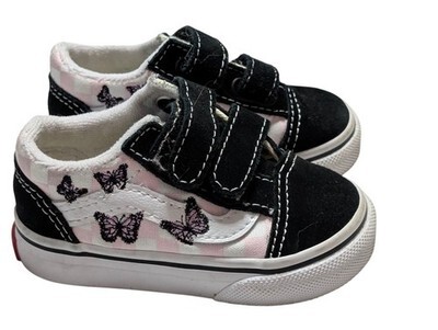 Toddler Girl Sz 4 Vans Athletic Shoes Pink Checkered/ Butterflies  EUC Item image 11