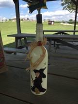 Halloween Hand Painted Wine Bottle Vase Home Decor Witch - £14.30 GBP