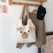 Art Designer Bag Lovely  Ears Plush Tote Bag Women Large-capacity  Bag Soft Lamb - £138.38 GBP